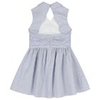 Girls White & Blue Striped Dress, 1, hi-res