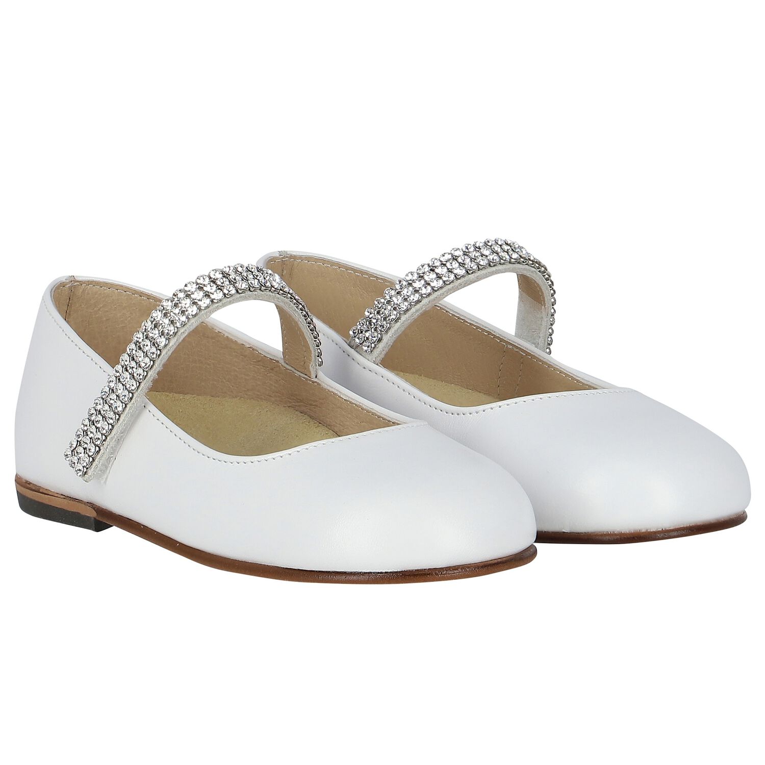 Girls White Swarovski Crystal Shoes, 5, hi-res