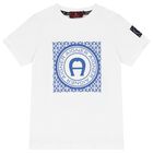 Boys White Logo T-Shirt, 1, hi-res