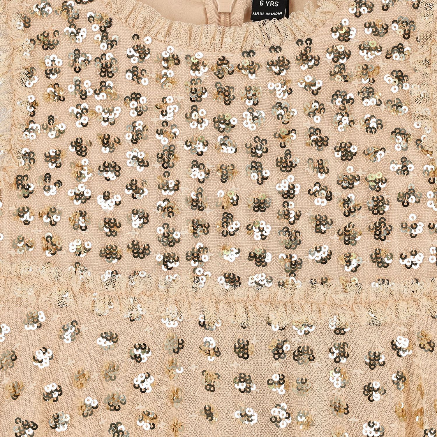 Girls Gold Sequin & Tulle Dress, 1, hi-res image number null