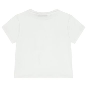 Girls White Flower Logo T-Shirt