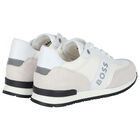 Boys White Logo Trainers, 1, hi-res