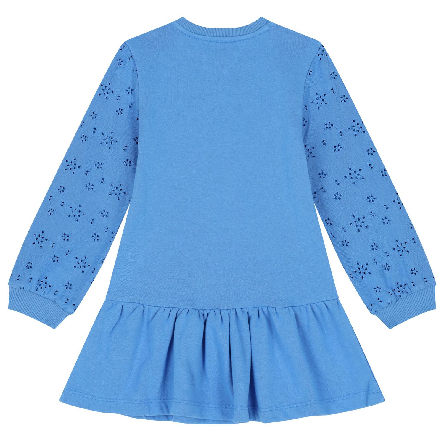 Girls Blue Logo Broderie Anglaise Dress, 1, hi-res image number null