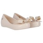 Girls Beige Bow Jelly Shoes, 1, hi-res