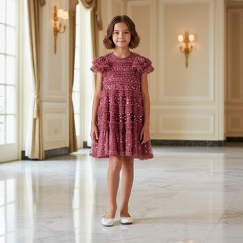 Girls Pink Sequin Tulle Dress