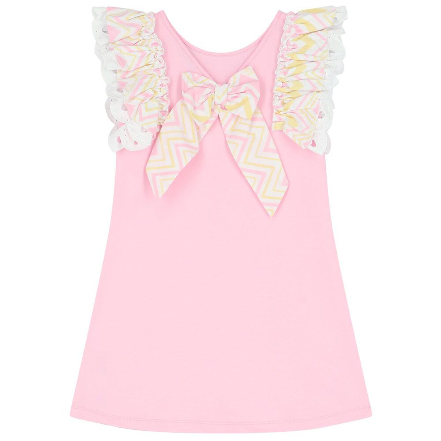 Girls Pink Bow Dress, 1, hi-res