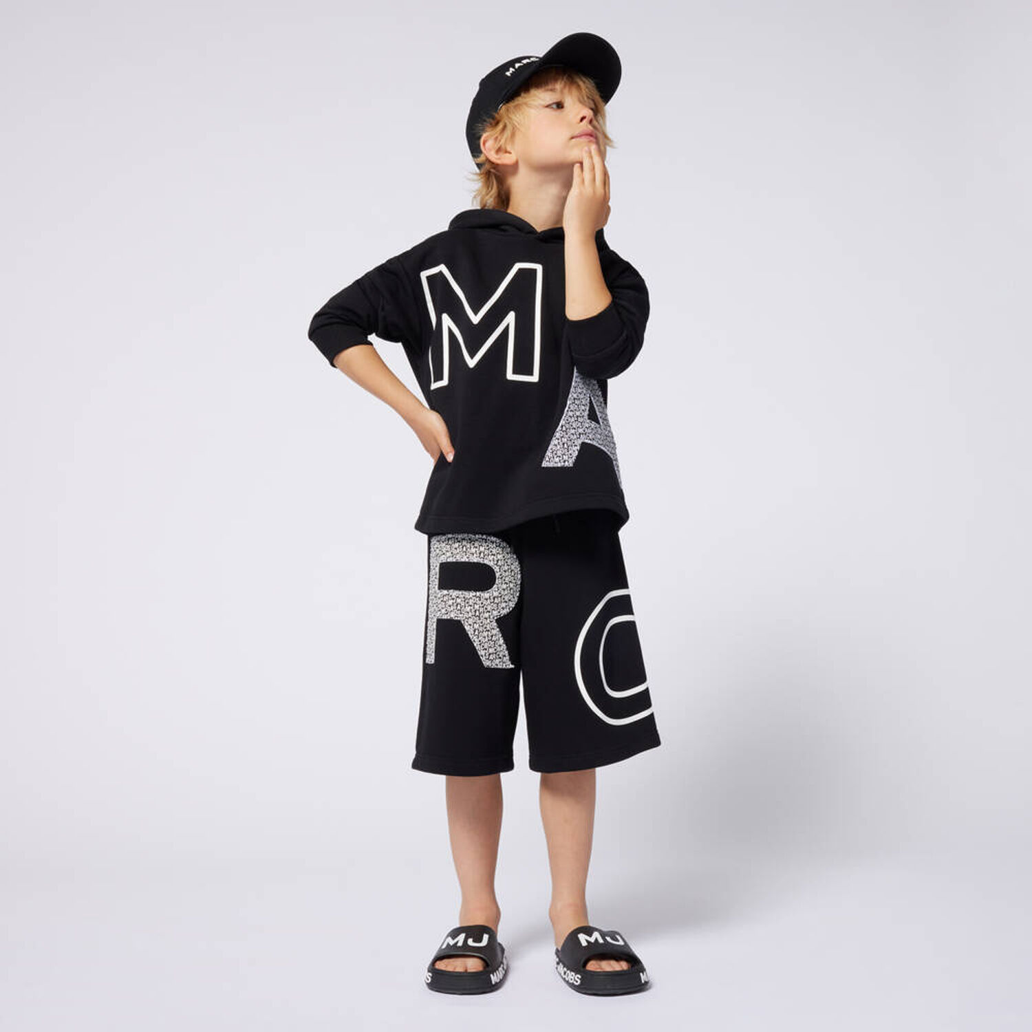 Boys Black Logo Shorts, 1, hi-res image number null