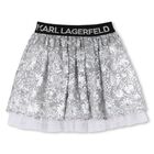 Girls Silver Sequinned Skirt, 1, hi-res