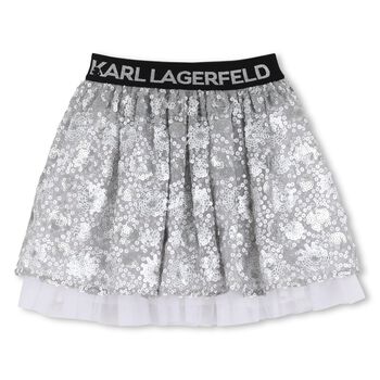 Girls Silver Sequinned Skirt