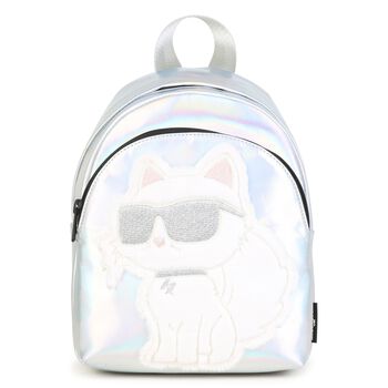 Girls Silver Iridescent Choupette Backpack ( 27cm )