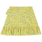Girls Blue & Yellow Floral Skirt, 1, hi-res