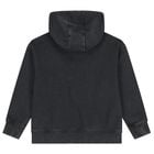 Boys Black Logo Hooded Zip Up Top, 1, hi-res
