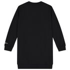 Girls Black Logo Sweatshirt Dress, 1, hi-res