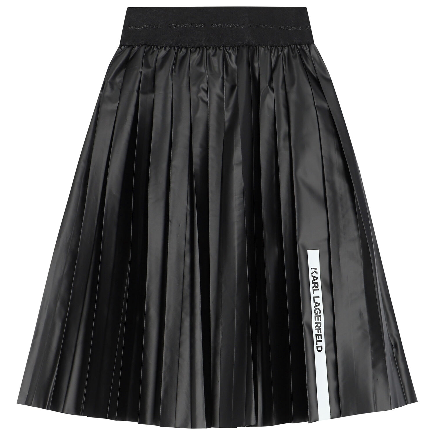 Girls Black Logo Pleated Skirt, 1, hi-res image number null