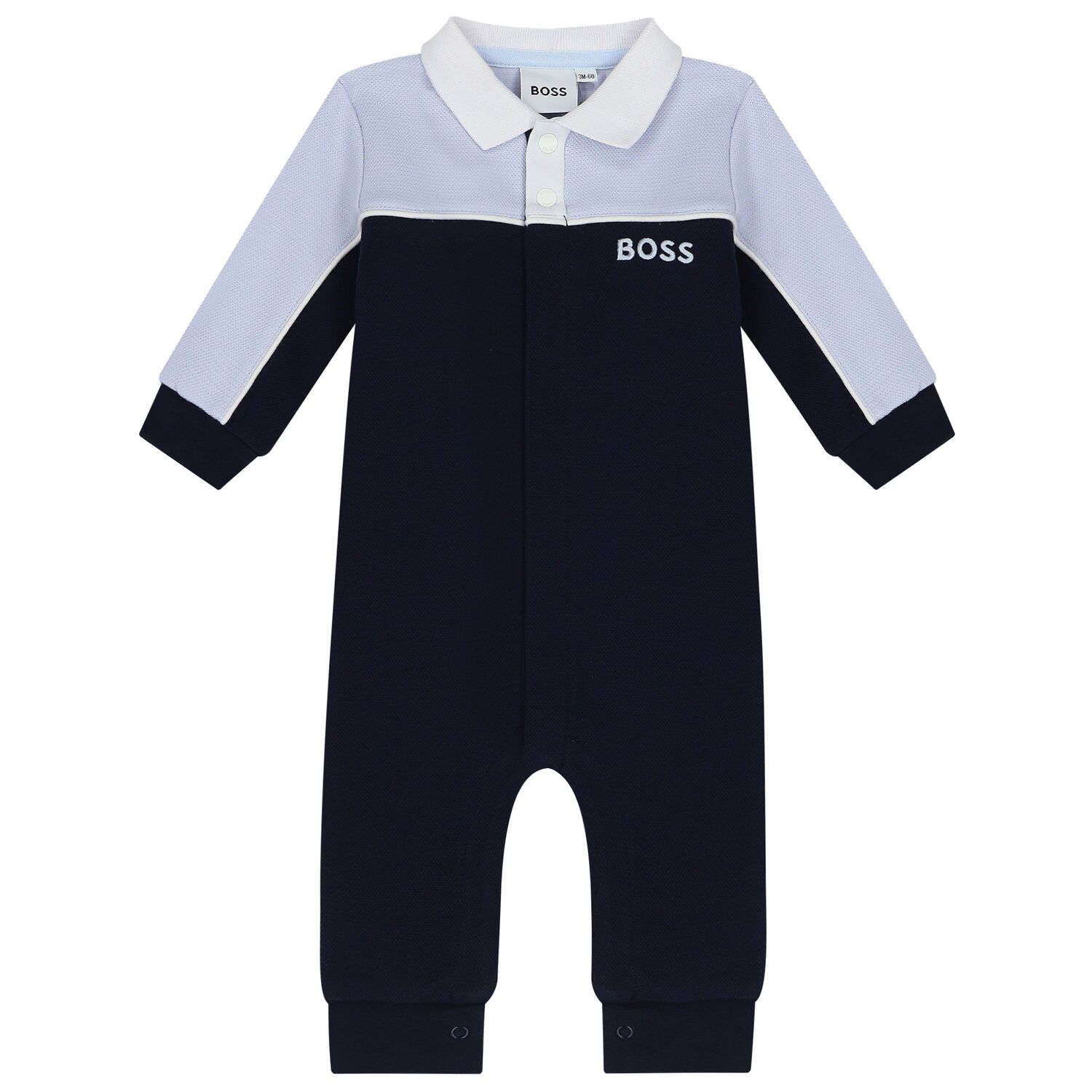 Baby Boys Navy Blue Logo Polo Romper, 1, hi-res