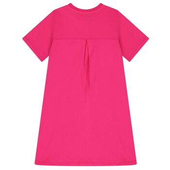 Girls Pink Flower Appliques T-Shirt Dress