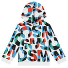 Boys White Logo Hooded Top, 1, hi-res