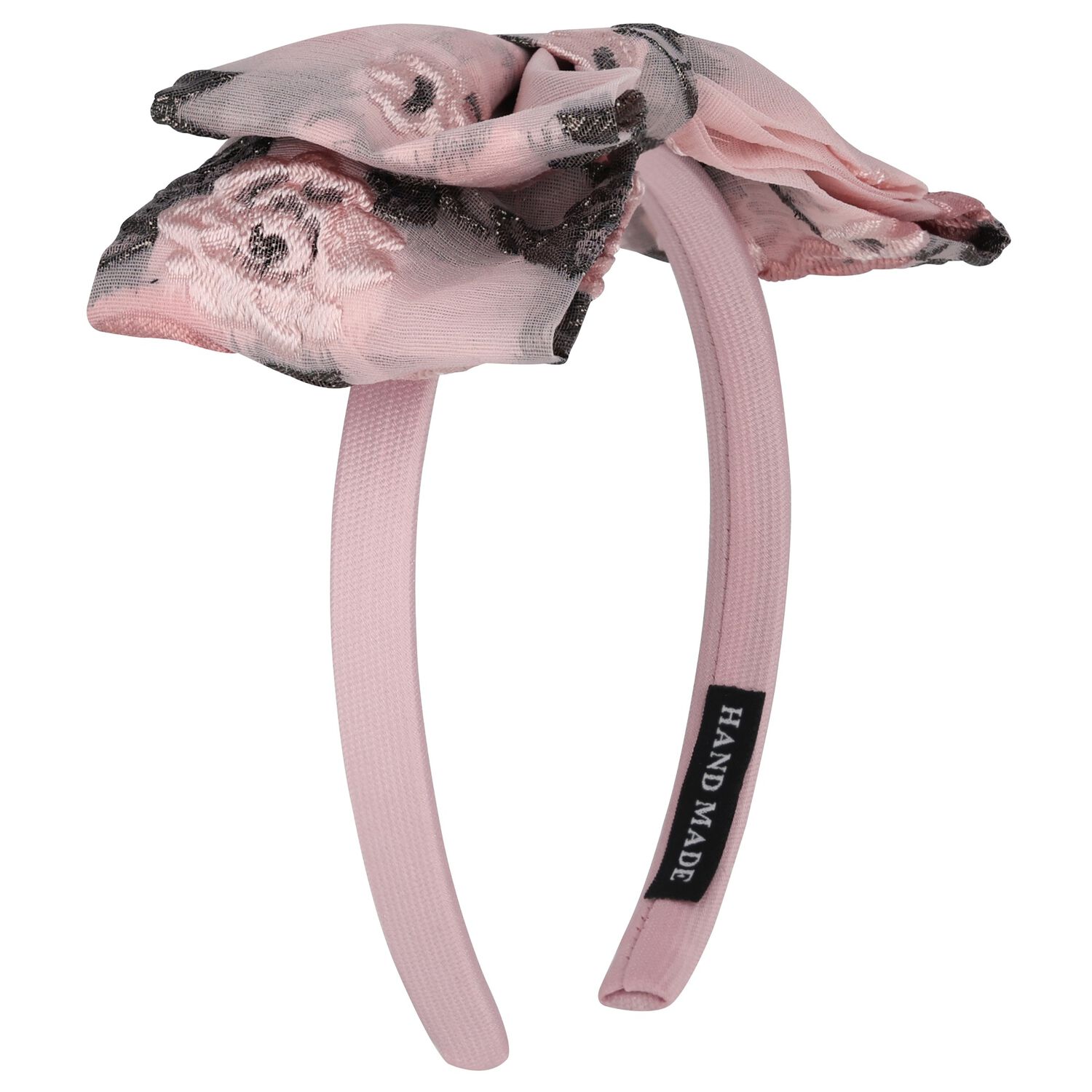 Girls Pink Floral Organza Brocade Headband, 1, hi-res image number null
