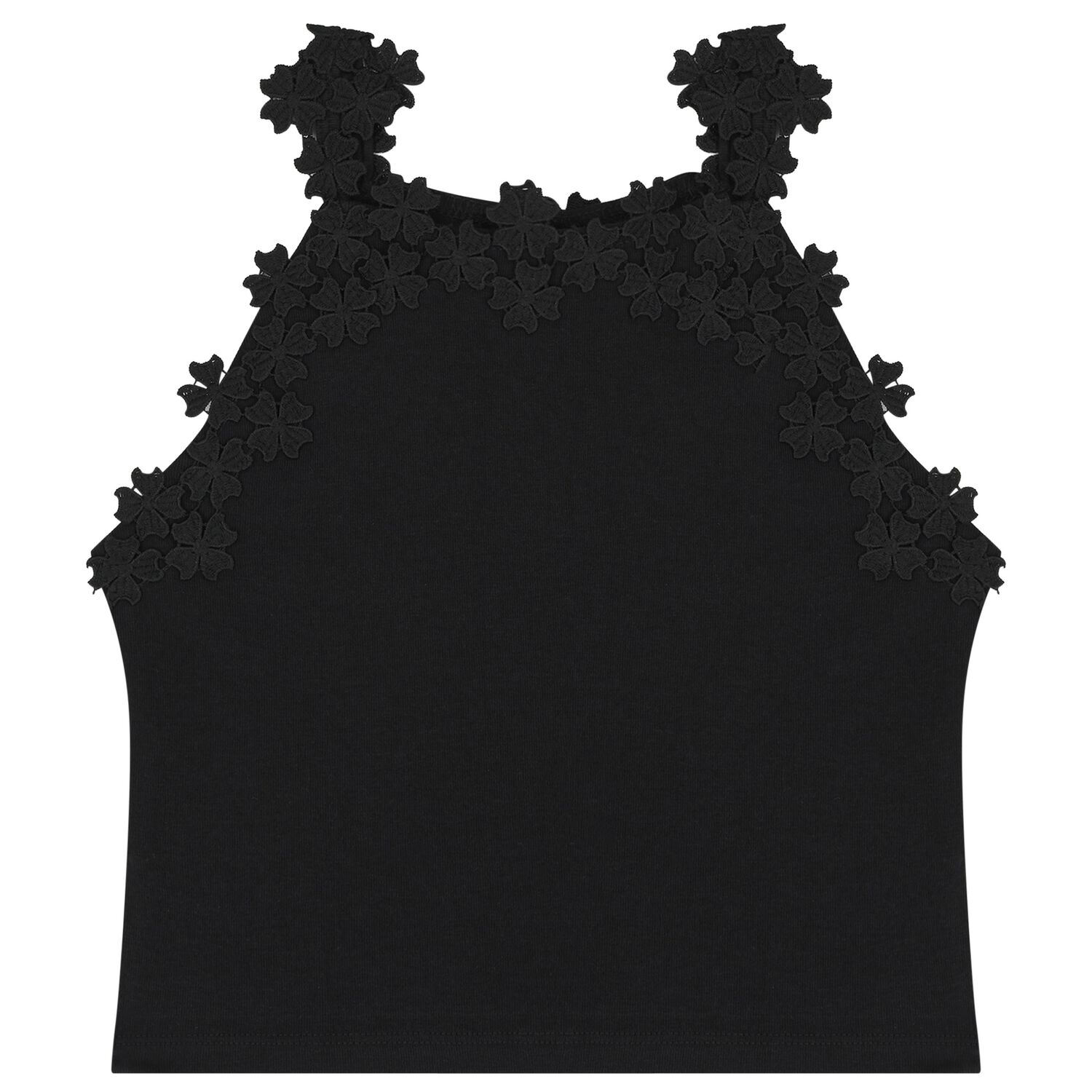 Girls Black Lace Top, 2, hi-res