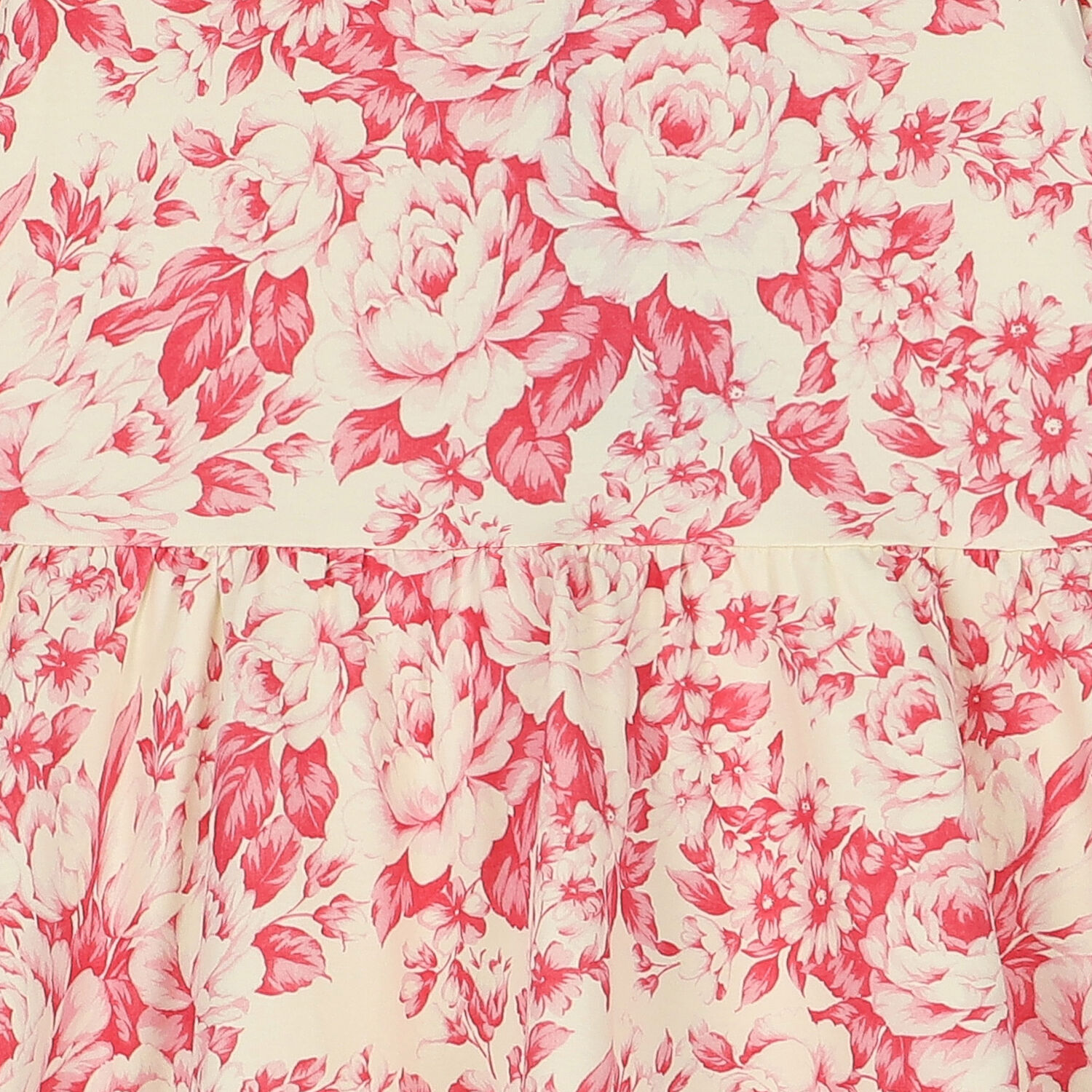 Girls Ivory & Pink Floral Tiered Dress, 1, hi-res