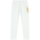 Girls White & Gold Cheetah Leggings, 1, hi-res