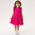 Girls Pink Ruffled Tulle Dress, 1, hi-res