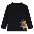 Boys Black Logo Long Sleeve Top, 1, hi-res