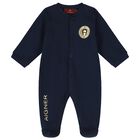 Baby Boys Navy & Gold Logo Babygrow, 2, hi-res