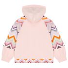 Girls Pink Zig Zag Hooded Zip Up Top, 1, hi-res