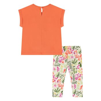 Younger Girls Orange & Ivory Leggings set
