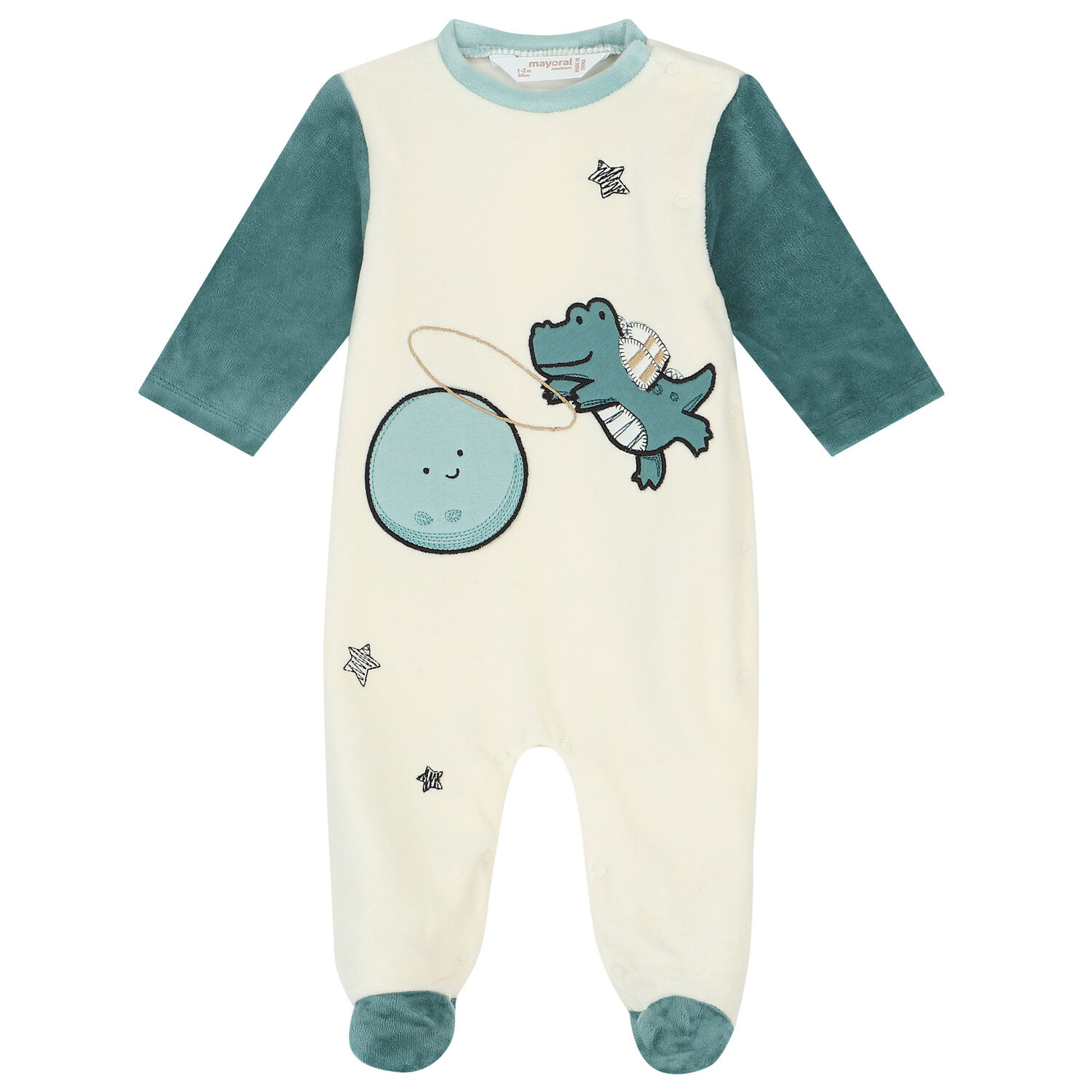 Baby Boys Green & Ivory Babygrows (2 Pack), 1, hi-res