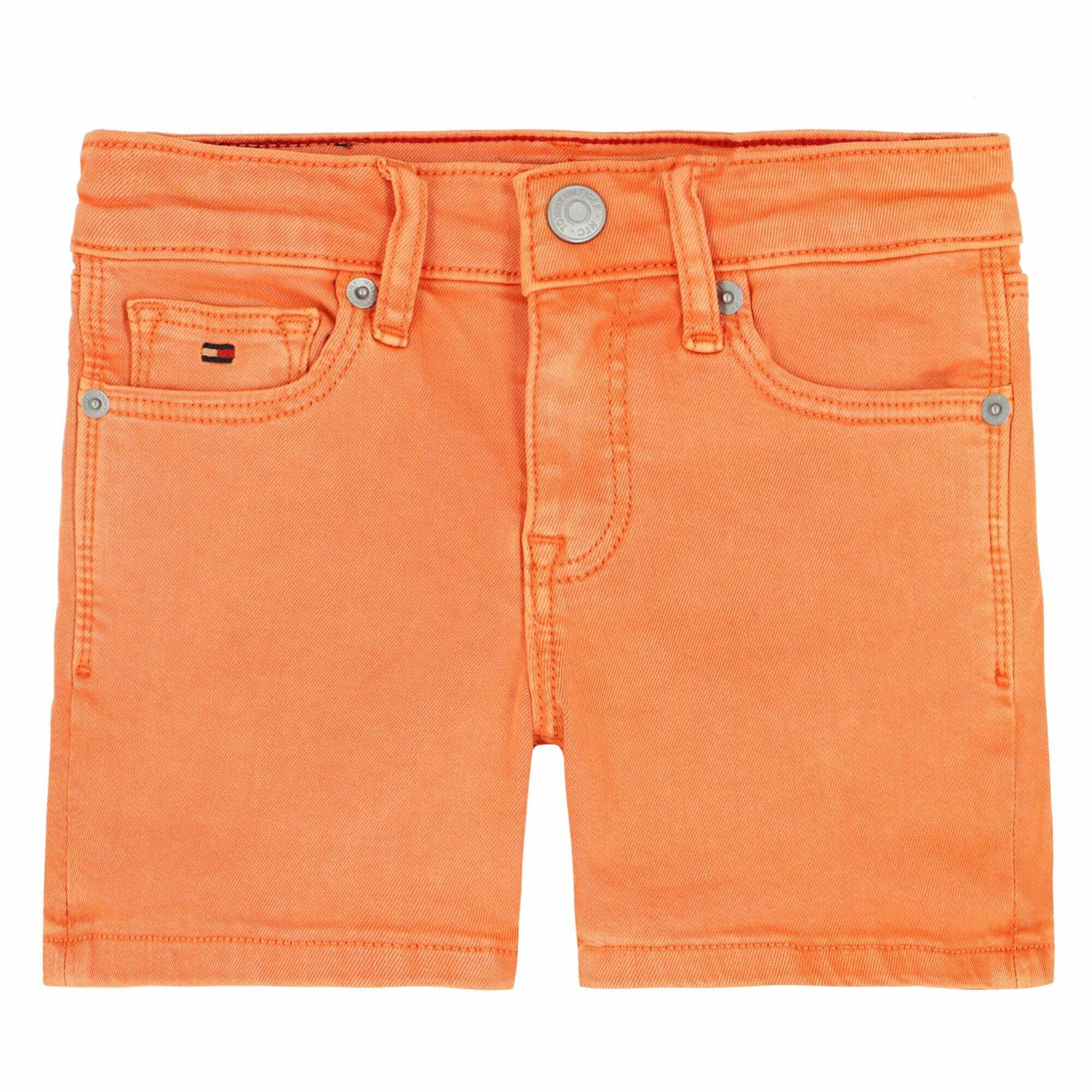 Orange denim shop shorts