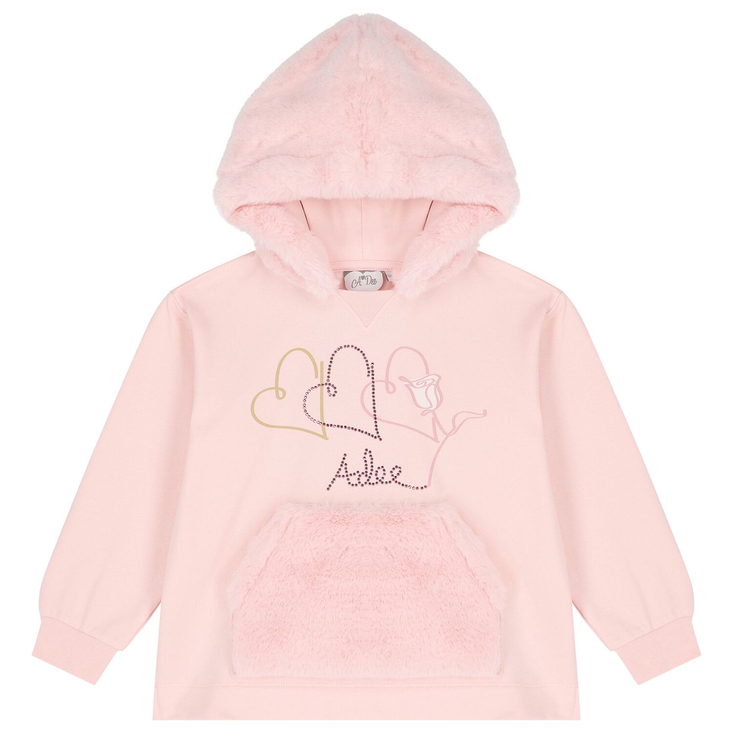 Girls Pink Logo Faux fur Leggings Set, 1, hi-res image number null