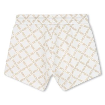 Girls Ivory & Gold Logo Shorts