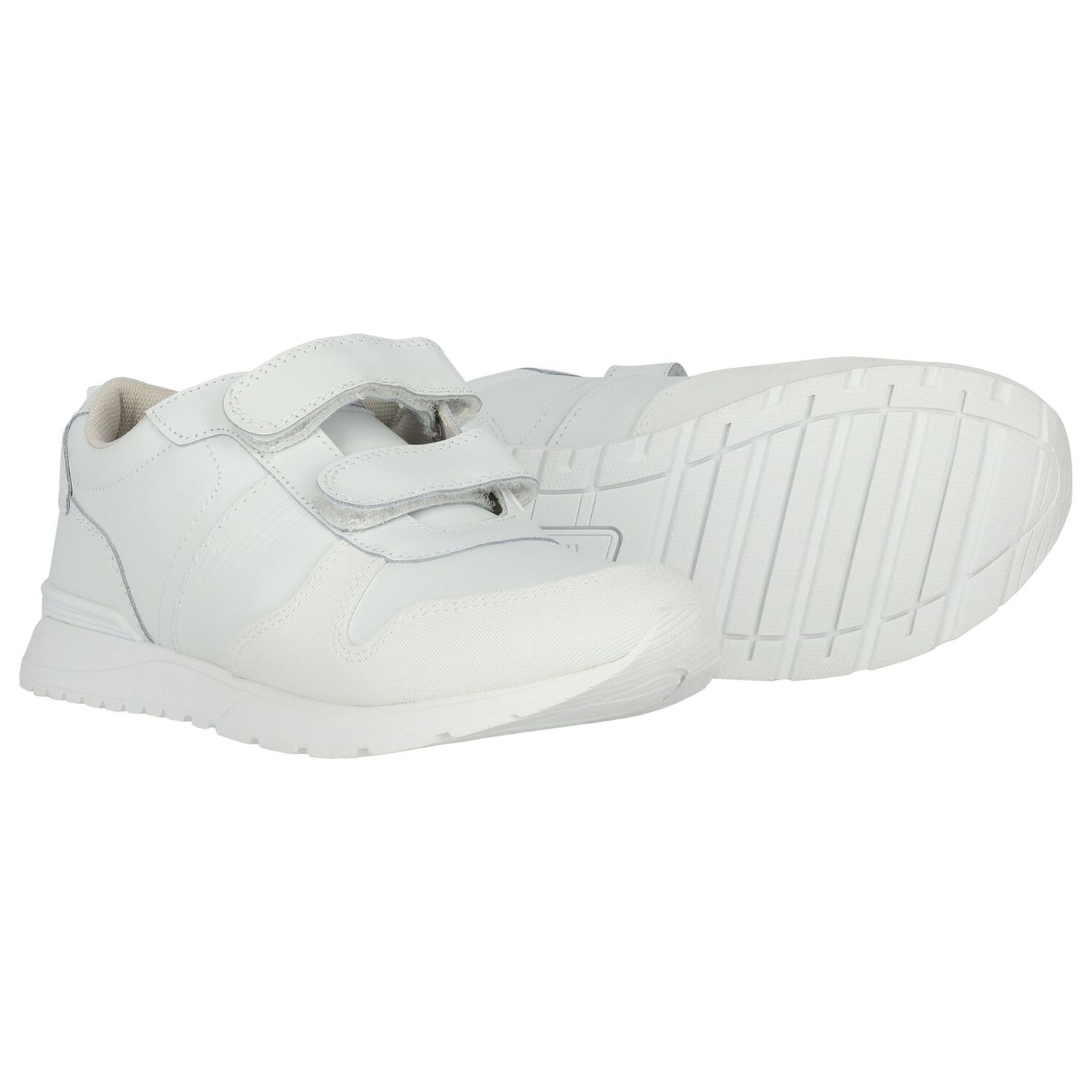 Boys White Logo Trainers, 1, hi-res
