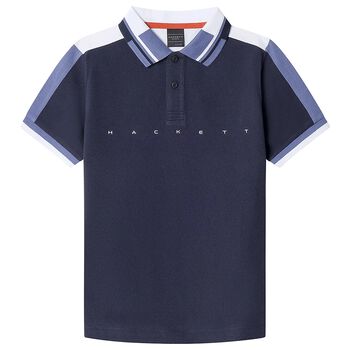 Boys Navy Blue & White Logo Polo Shirt