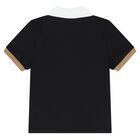 Baby Boys Black & Beige Polo & Shorts Set, 1, hi-res