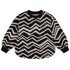 Girls Black & Ivory Zig Zag Sweatshirt, 1, hi-res