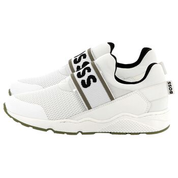 Boys White Logo Trainers