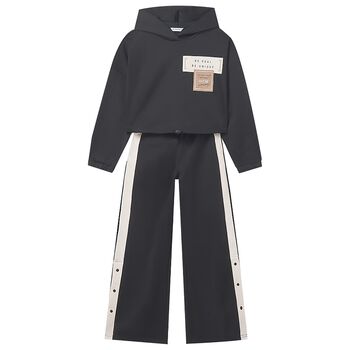 Girls Black Hooded Tracksuit