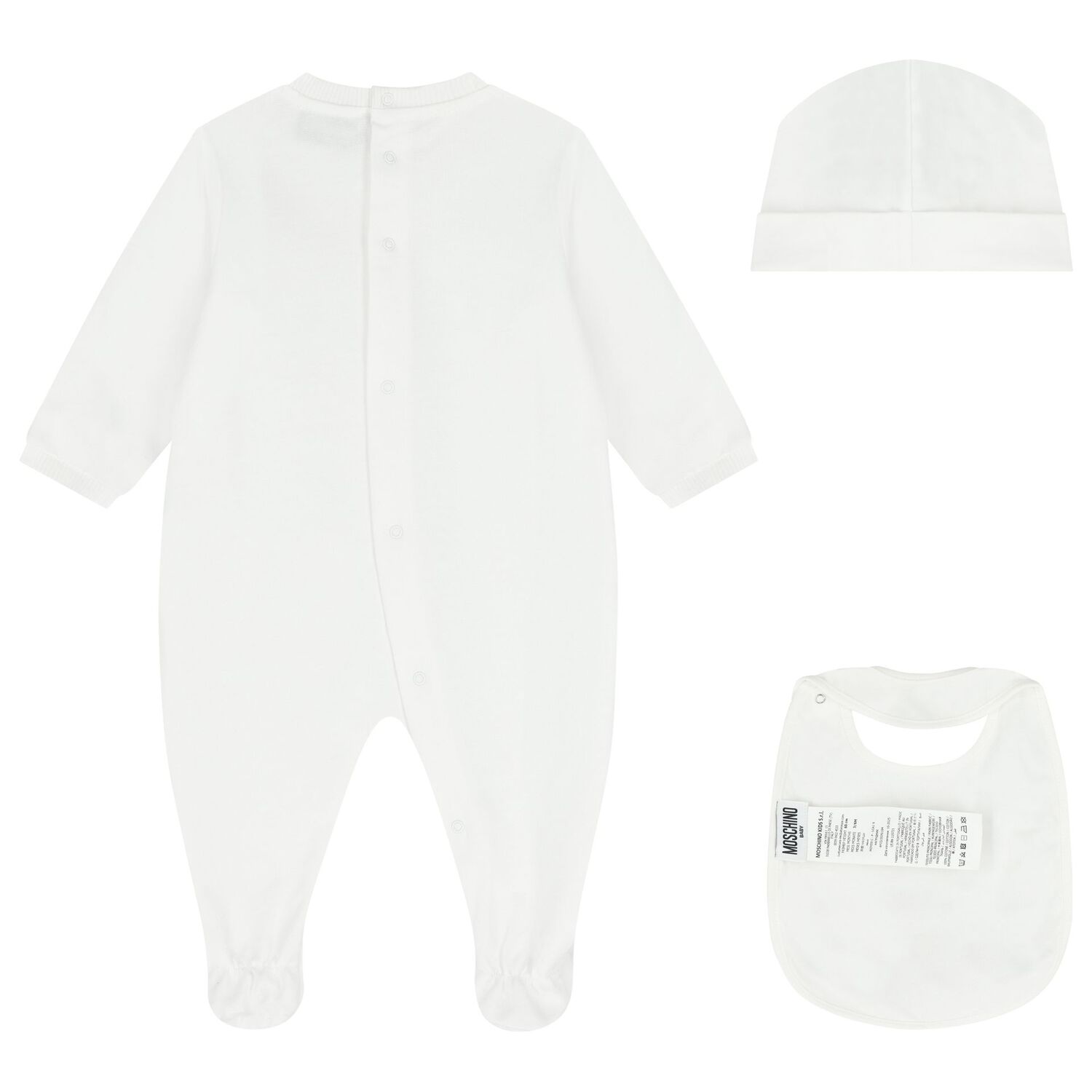 White Teddy Bear Logo Babygrow Gift Set, 1, hi-res