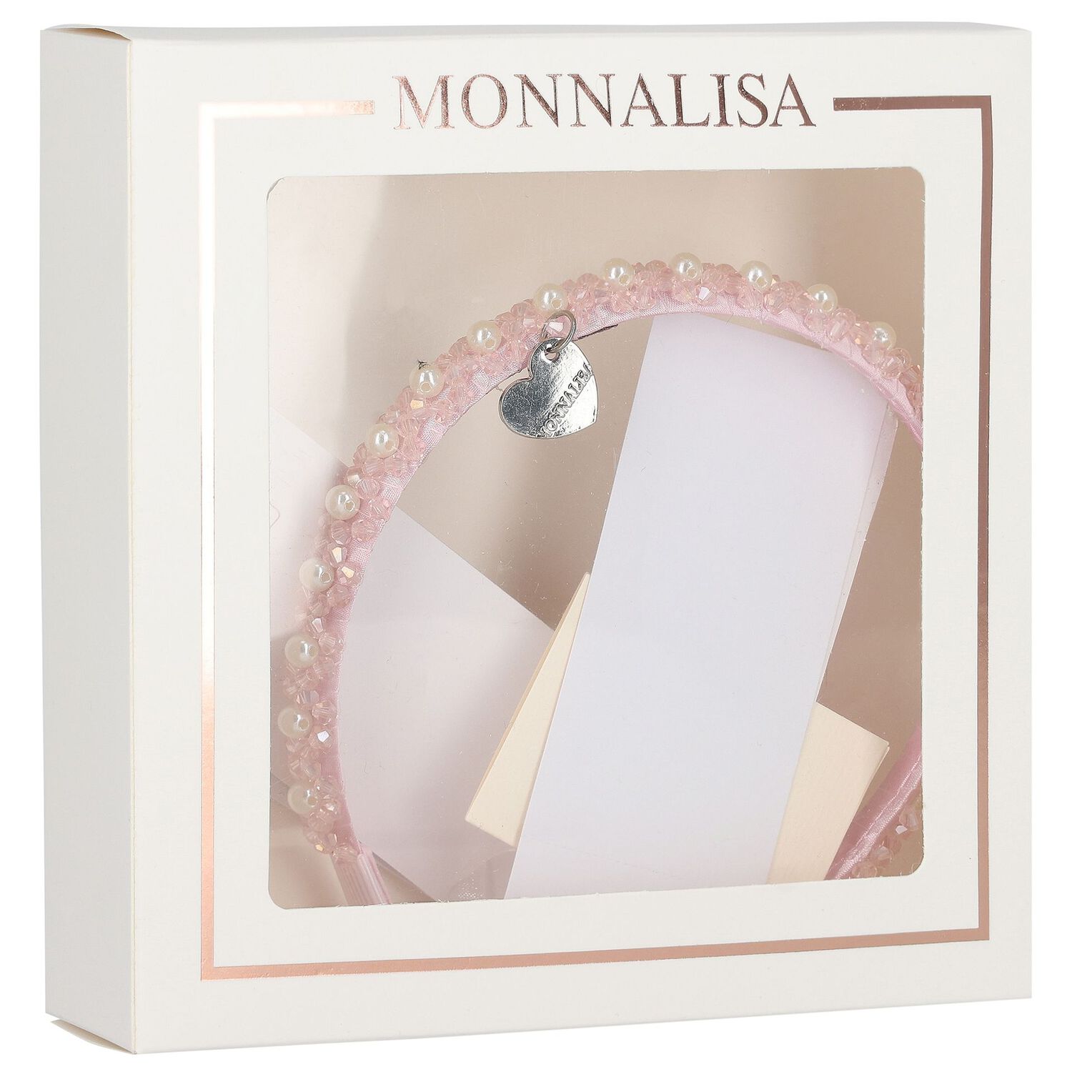 Girls Pink Logo Pearl Headband, 2, hi-res