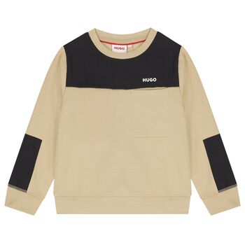 Boys Beige Logo Sweatshirt