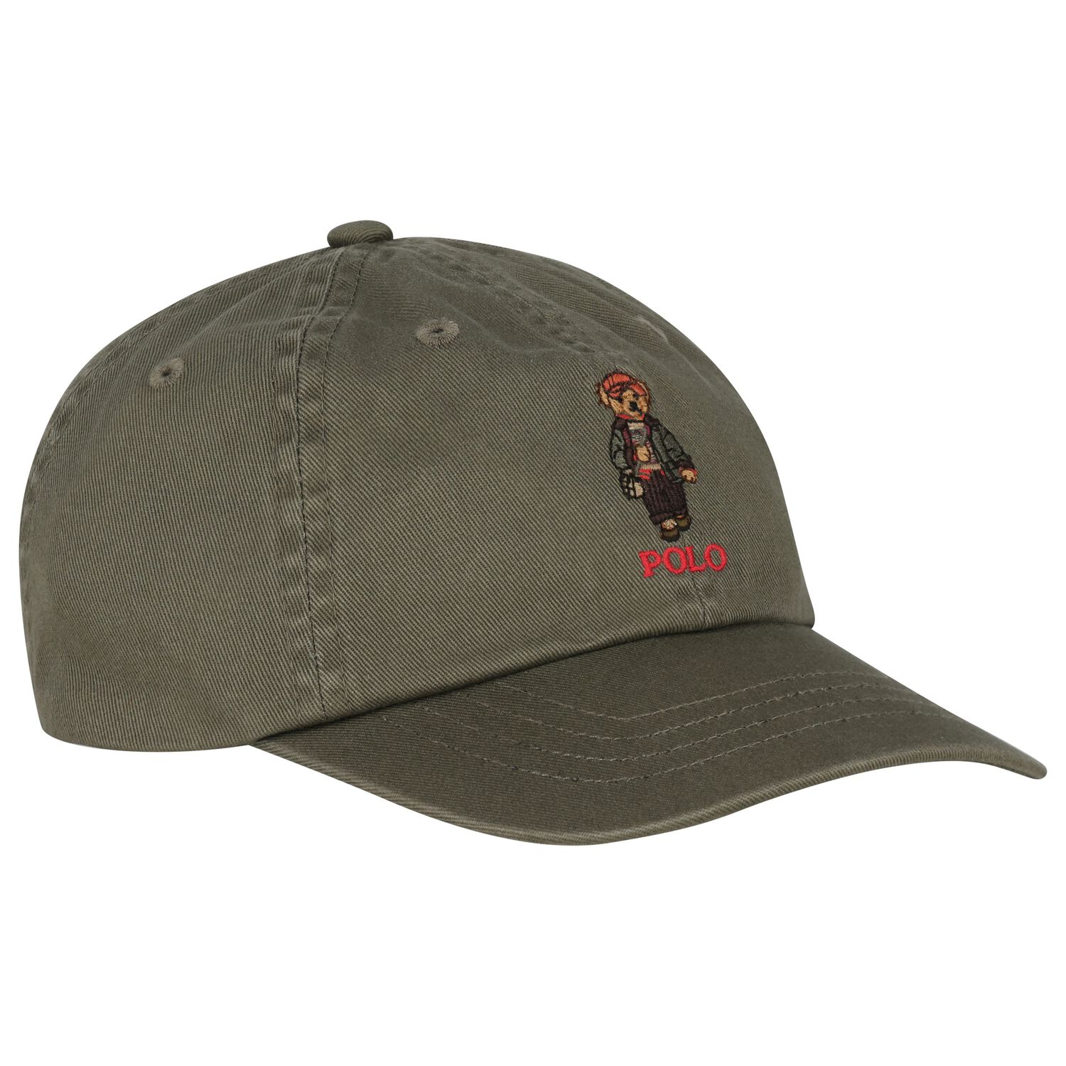 Boys Green Polo Bear Cap, 1, hi-res