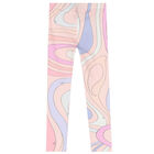 Girls Pink Abstract Leggings, 1, hi-res