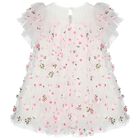 Girls White & Pink Tulle Flowers Dress, 4, hi-res