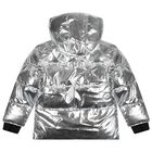 Girls Silver Metallic Star Puffer Jacket, 1, hi-res
