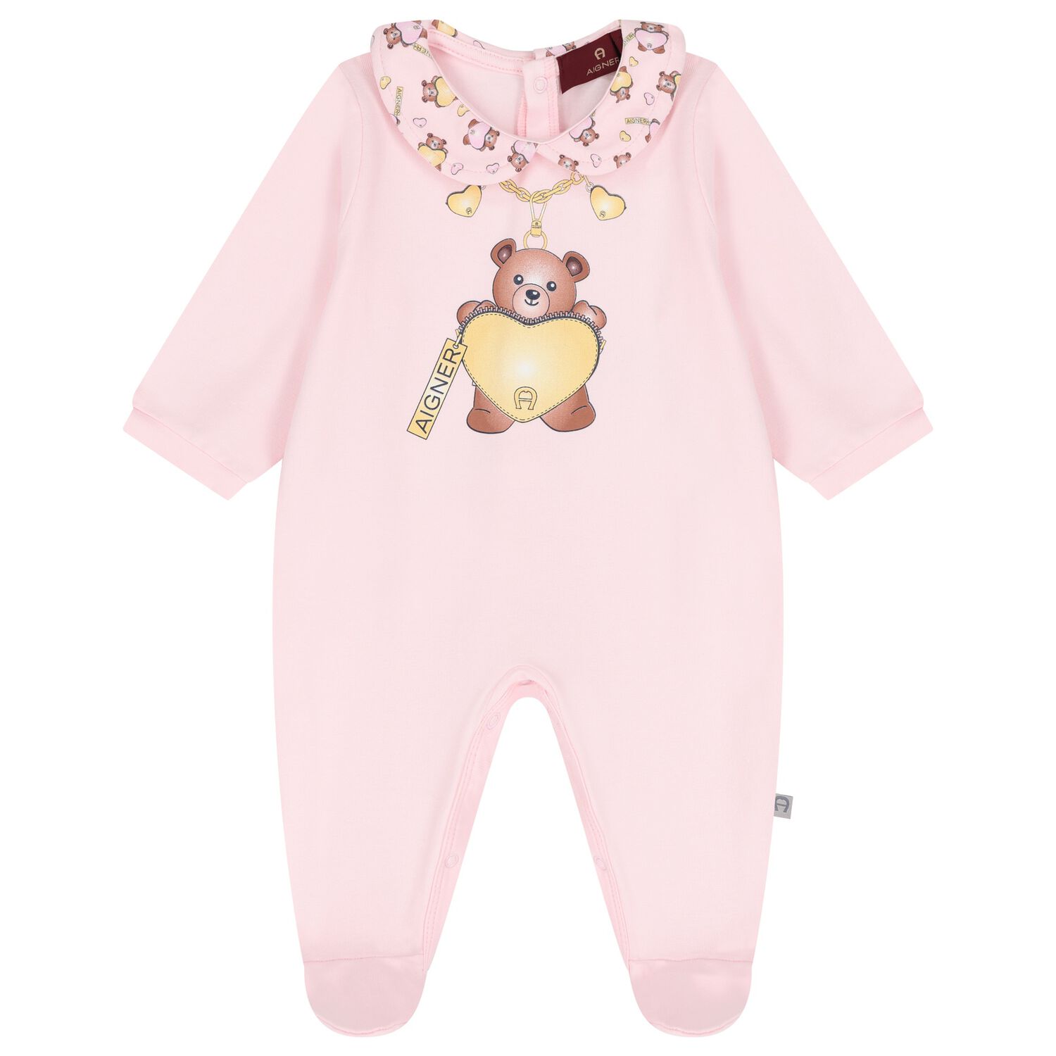 Baby Girls Pink Teddy Bear Logo Babygrow, 2, hi-res