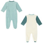 Baby Boys Green & Ivory Babygrows (2 Pack), 1, hi-res