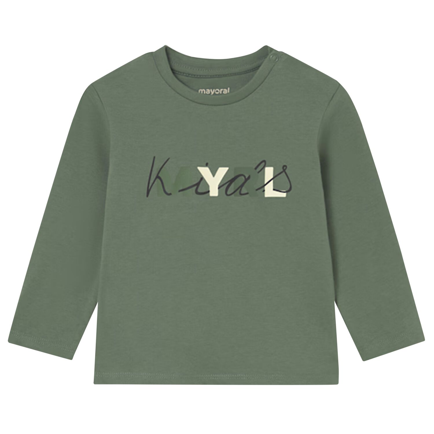 Younger Boys Green Logo Long Sleeve Top, 2, hi-res